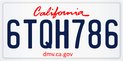 CA license plate 6TQH786