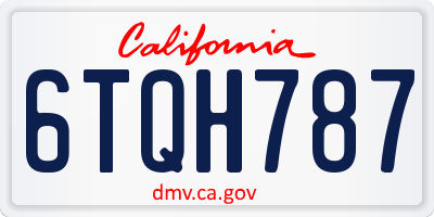 CA license plate 6TQH787