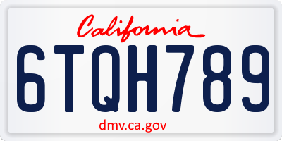 CA license plate 6TQH789