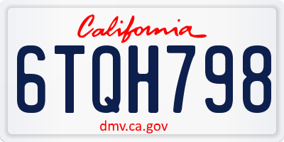 CA license plate 6TQH798