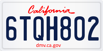 CA license plate 6TQH802