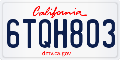 CA license plate 6TQH803