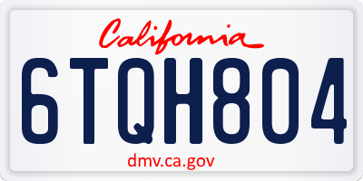 CA license plate 6TQH804
