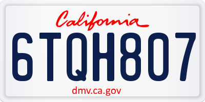 CA license plate 6TQH807