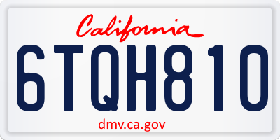 CA license plate 6TQH810