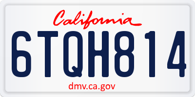 CA license plate 6TQH814