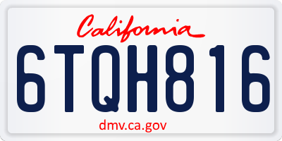 CA license plate 6TQH816