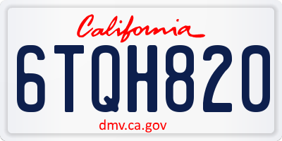 CA license plate 6TQH820
