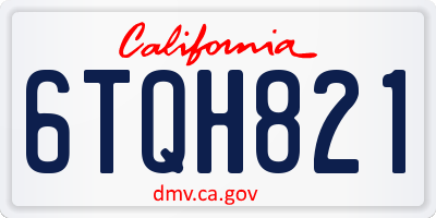 CA license plate 6TQH821