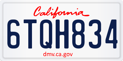 CA license plate 6TQH834