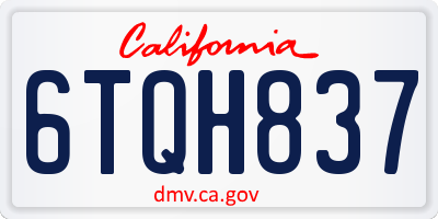 CA license plate 6TQH837