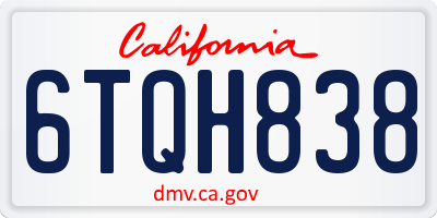 CA license plate 6TQH838