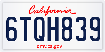 CA license plate 6TQH839