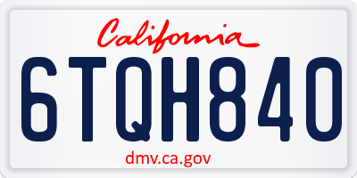 CA license plate 6TQH840