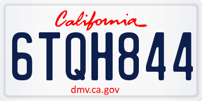 CA license plate 6TQH844