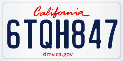 CA license plate 6TQH847