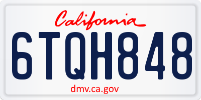 CA license plate 6TQH848