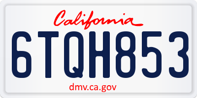 CA license plate 6TQH853
