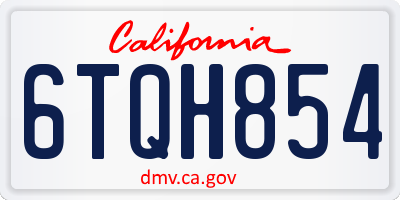 CA license plate 6TQH854