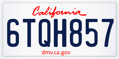 CA license plate 6TQH857