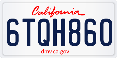 CA license plate 6TQH860