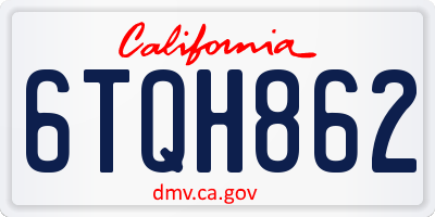 CA license plate 6TQH862