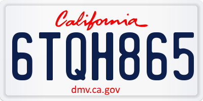 CA license plate 6TQH865
