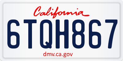 CA license plate 6TQH867