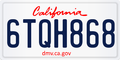 CA license plate 6TQH868