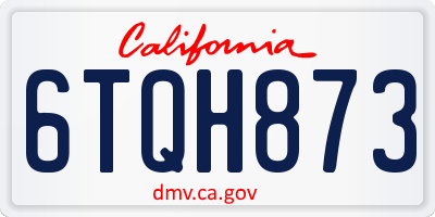 CA license plate 6TQH873