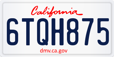 CA license plate 6TQH875