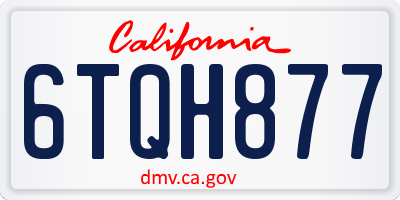 CA license plate 6TQH877