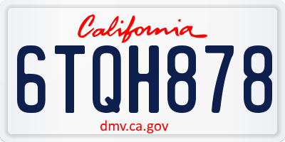 CA license plate 6TQH878