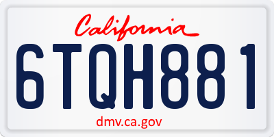 CA license plate 6TQH881