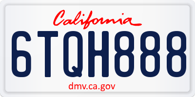 CA license plate 6TQH888