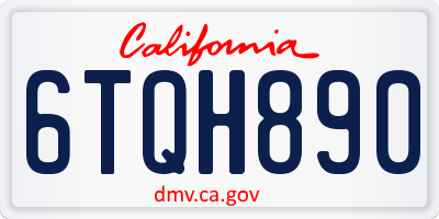 CA license plate 6TQH890