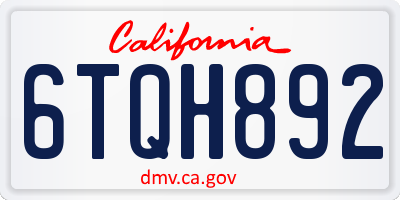 CA license plate 6TQH892