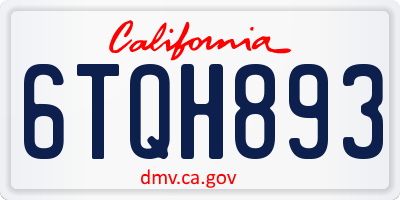 CA license plate 6TQH893