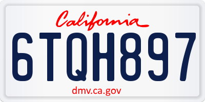 CA license plate 6TQH897