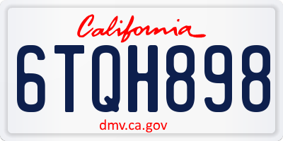 CA license plate 6TQH898