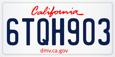 CA license plate 6TQH903