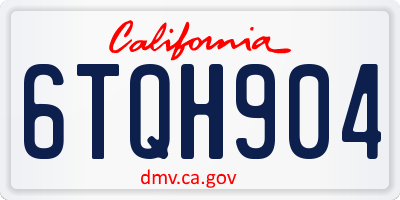 CA license plate 6TQH904