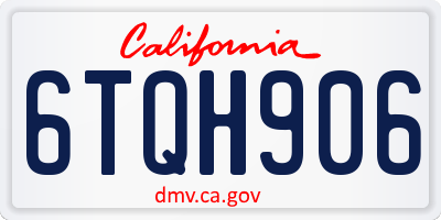 CA license plate 6TQH906