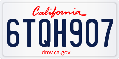 CA license plate 6TQH907