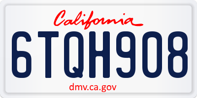 CA license plate 6TQH908
