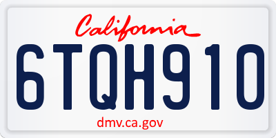 CA license plate 6TQH910