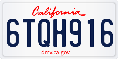 CA license plate 6TQH916