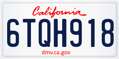 CA license plate 6TQH918