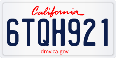 CA license plate 6TQH921
