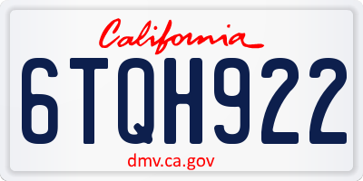 CA license plate 6TQH922